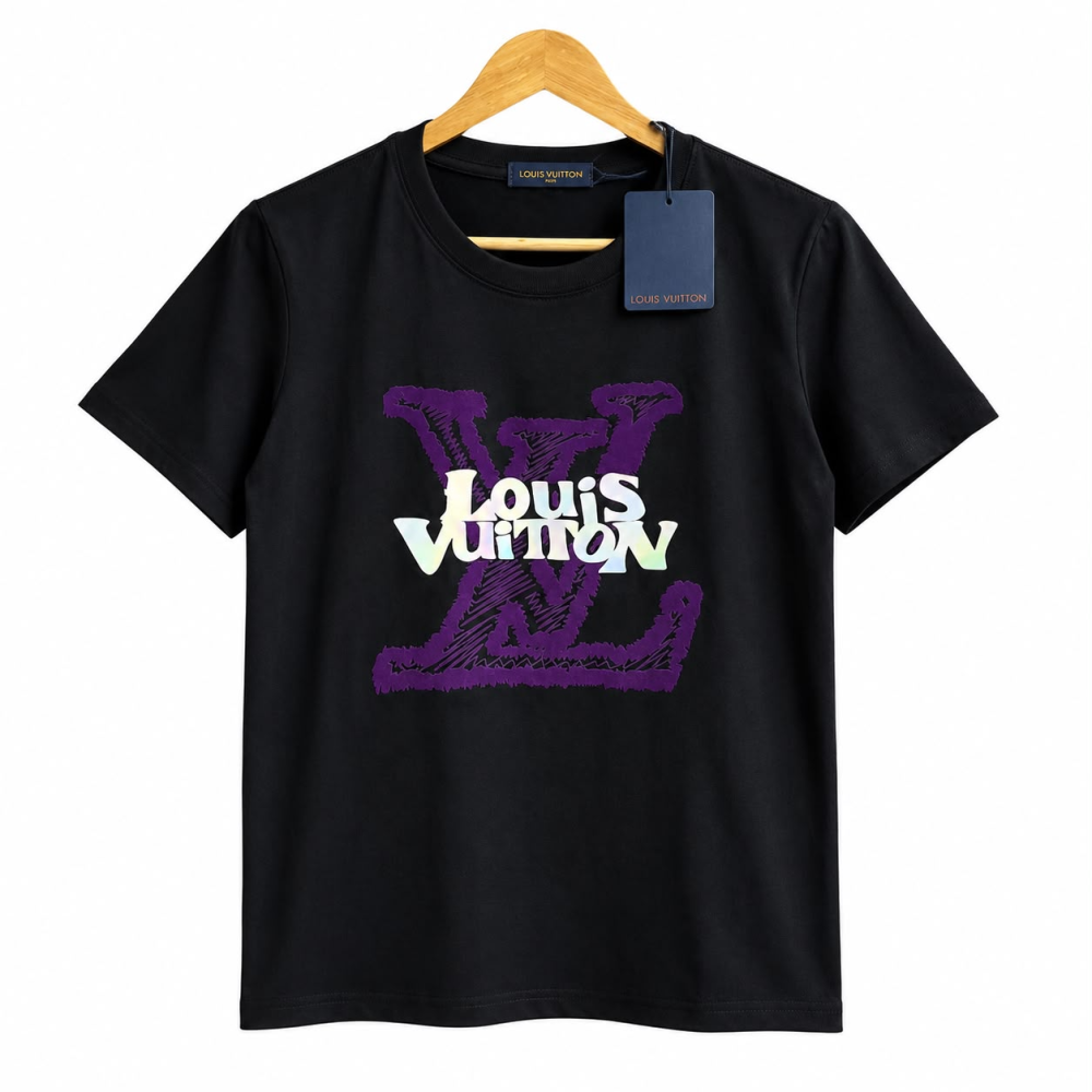 Louis Vuitton Scribble Logo Black Cotton T-Shirt