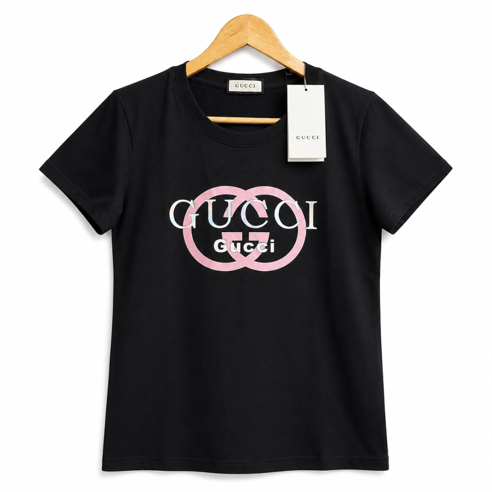 Gucci Interlocking G-Logo Black Cotton T-Shirt