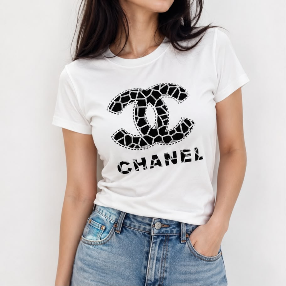 Chanel Logo White Cotton T-Shirt