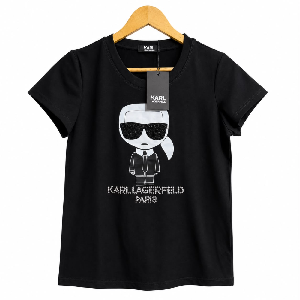 Karl Lagerfeld Black Cotton T-shirt-thumb-0