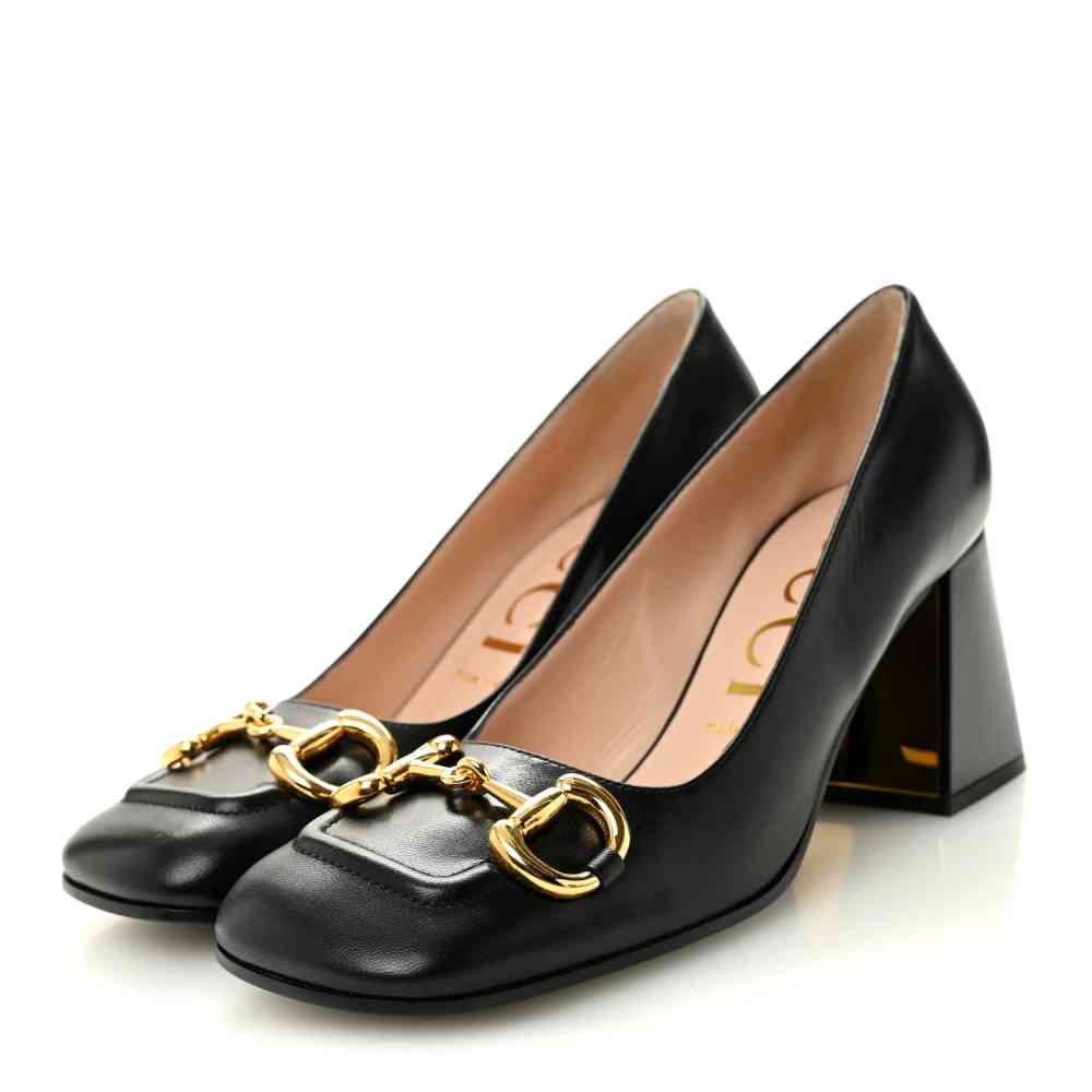 Gucci Black Leather Premium Quality Heel Sandals