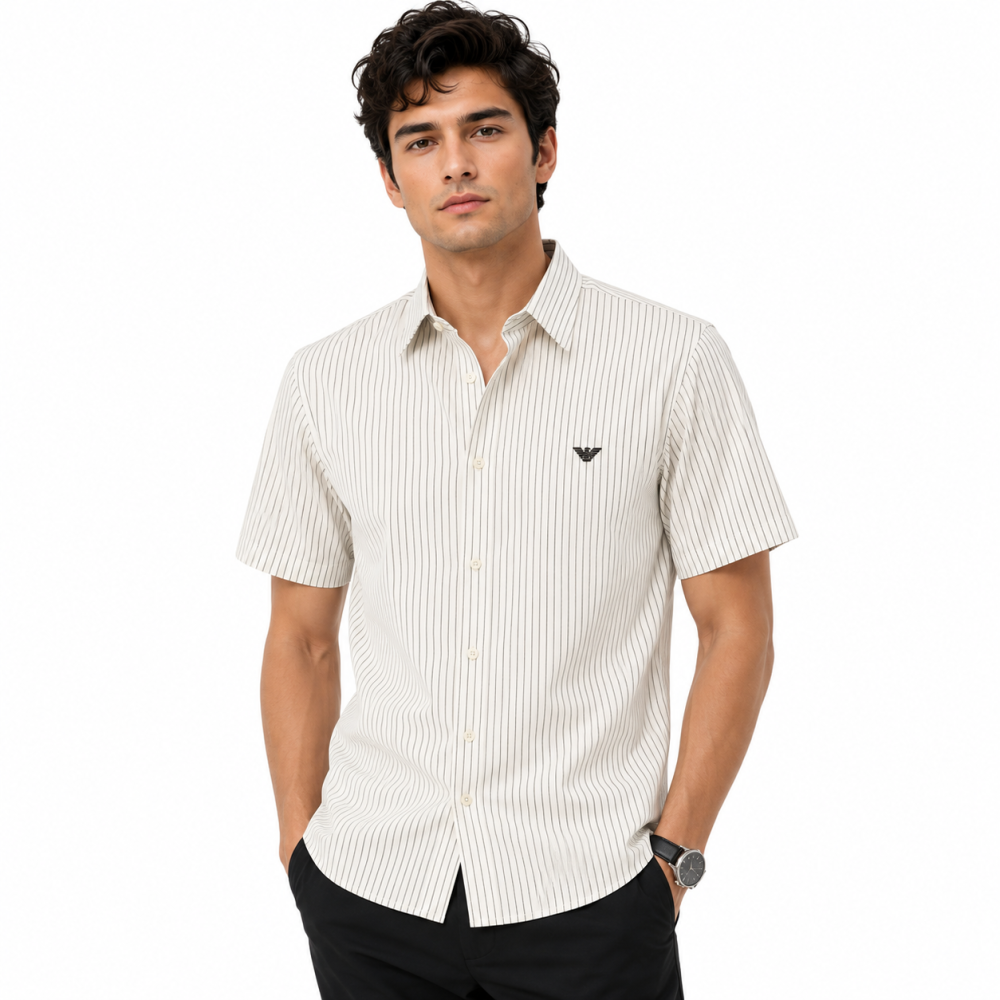 White Emporio Armani Black Premium Quality Short Sleeve Shirt