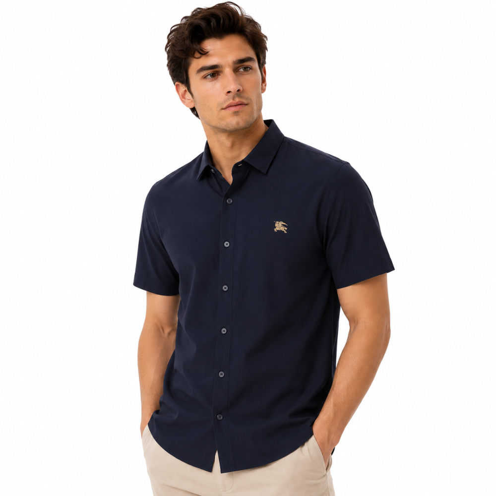 Burberry Blue Premium Quality Short Sleeve Shirt-thumb-0