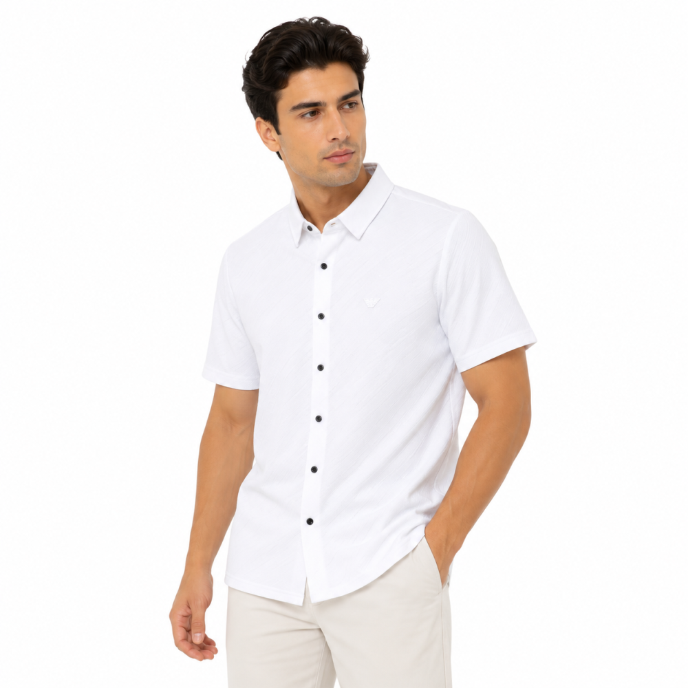 White Emporio Armani Black Premium Quality Short Sleeve Shirt
