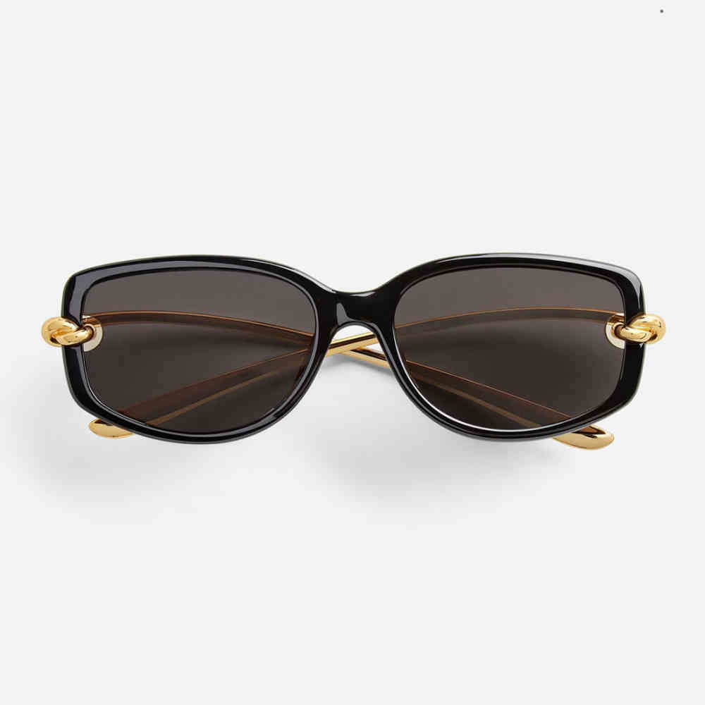 Bottega Veneta Black Knot Rectangular Sunglasses