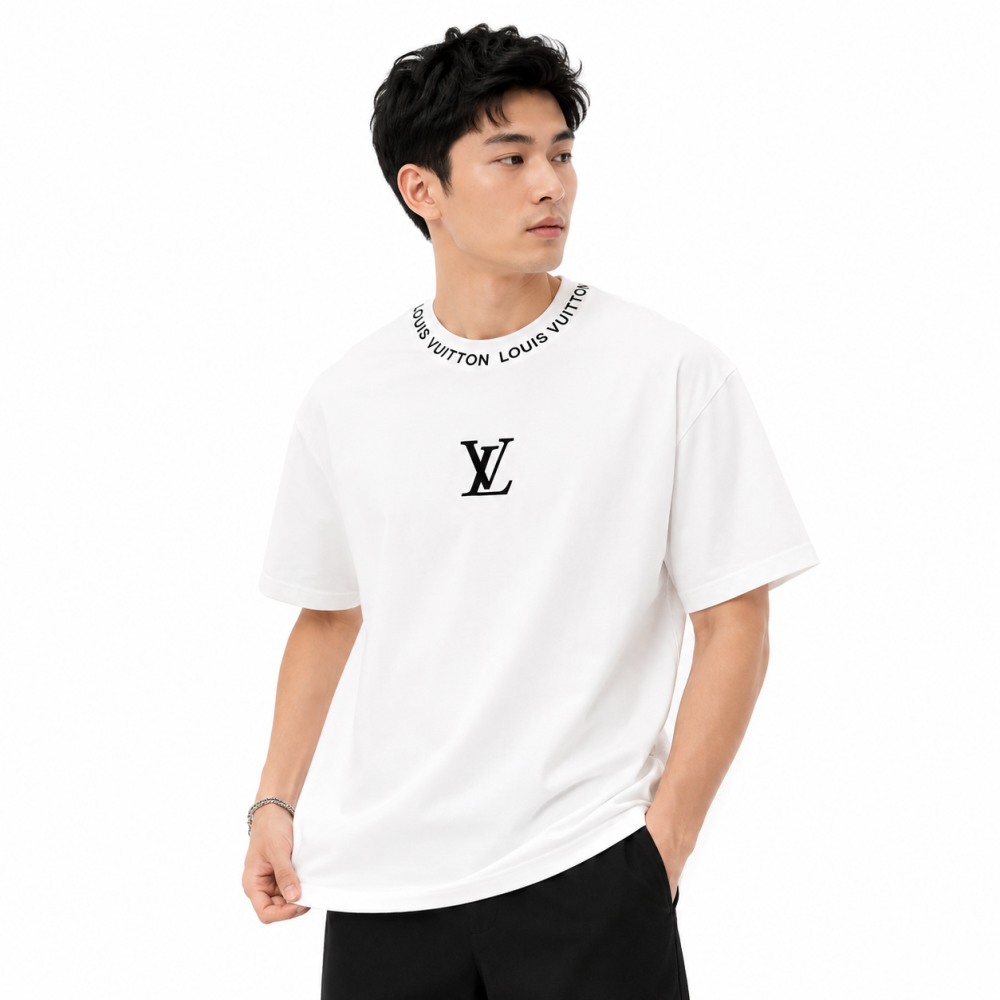 White Louis Vuitton Monogram Black Premium T-Shirt
