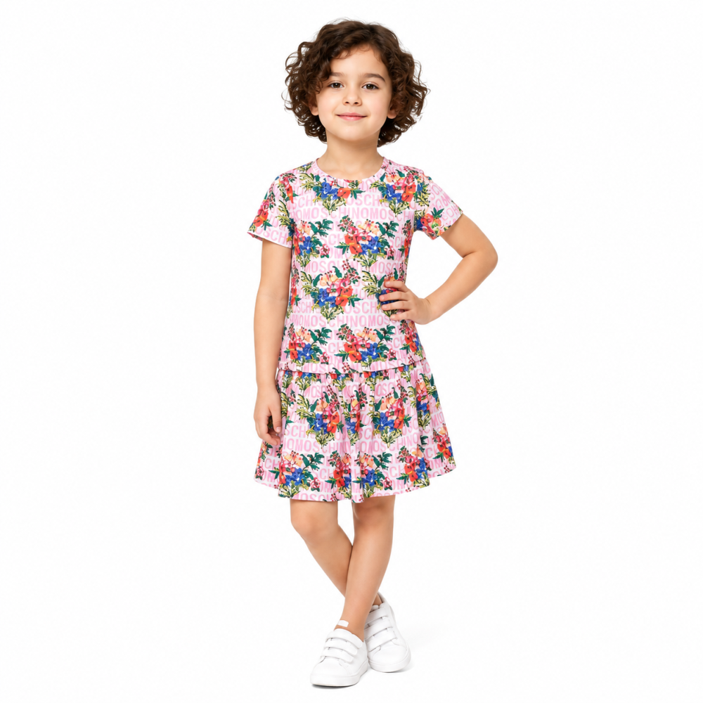 Pink Moschino Black Floral Premium Girls Co-ord Set