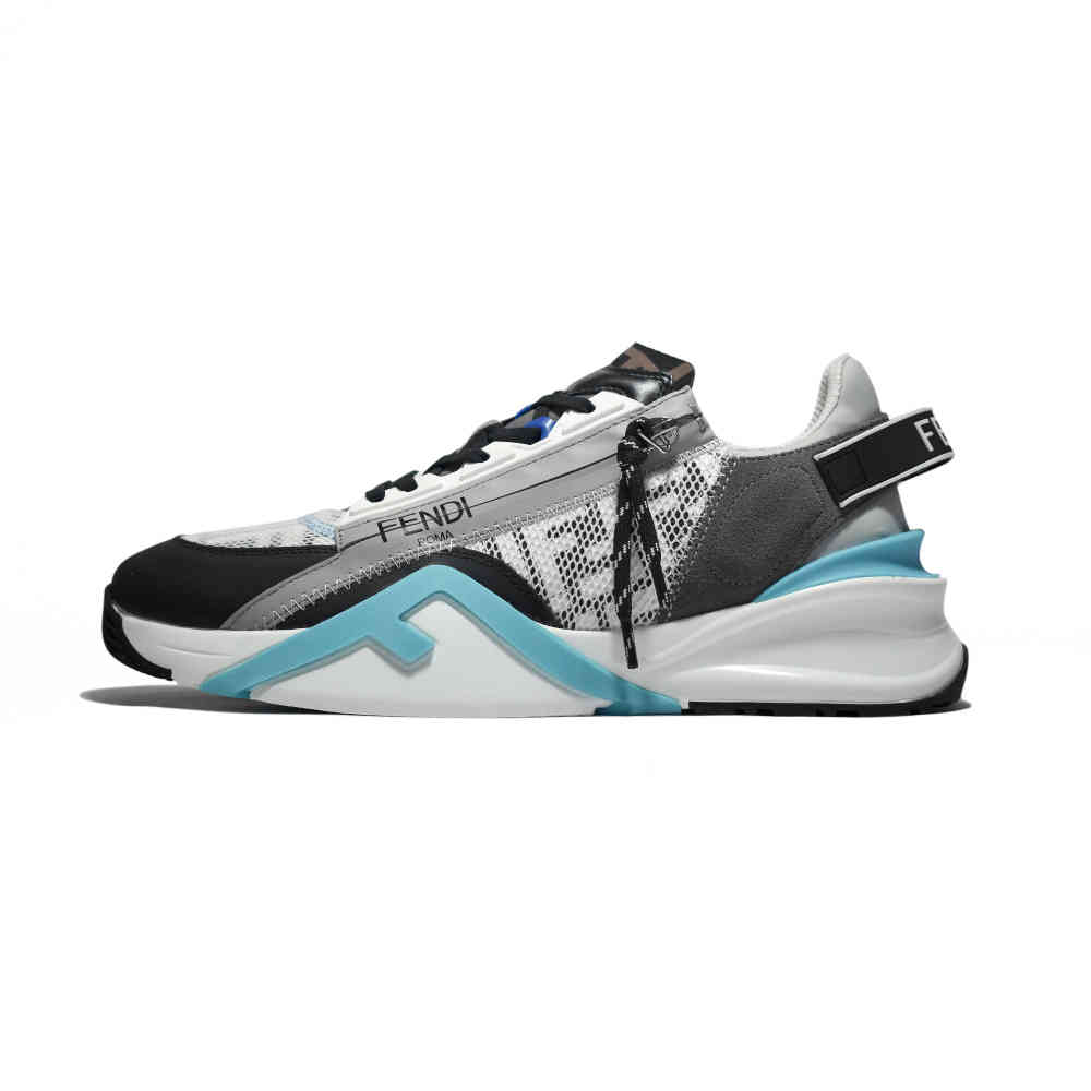 White & Blue Fendi Flow Black & White Lycra Low-top Sneakers