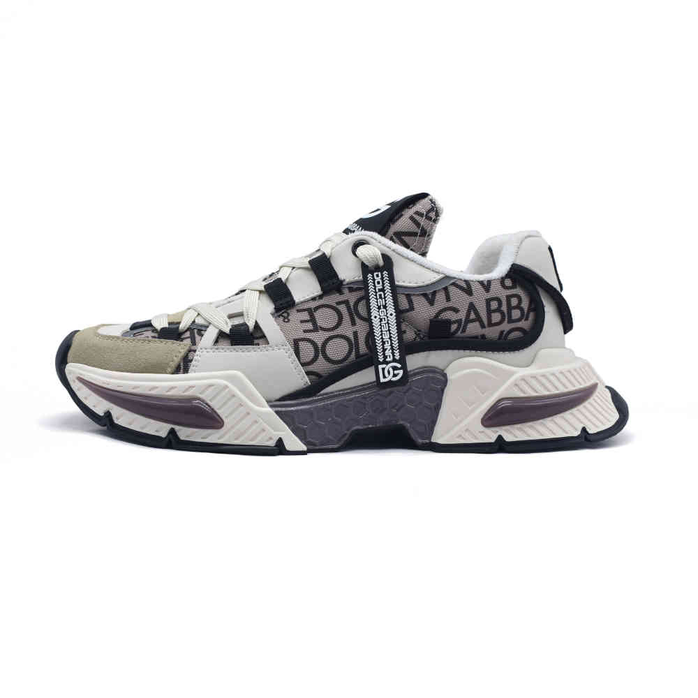 Coffee Dolce & Gabbana Airmaster Panelled Cream Sneakers