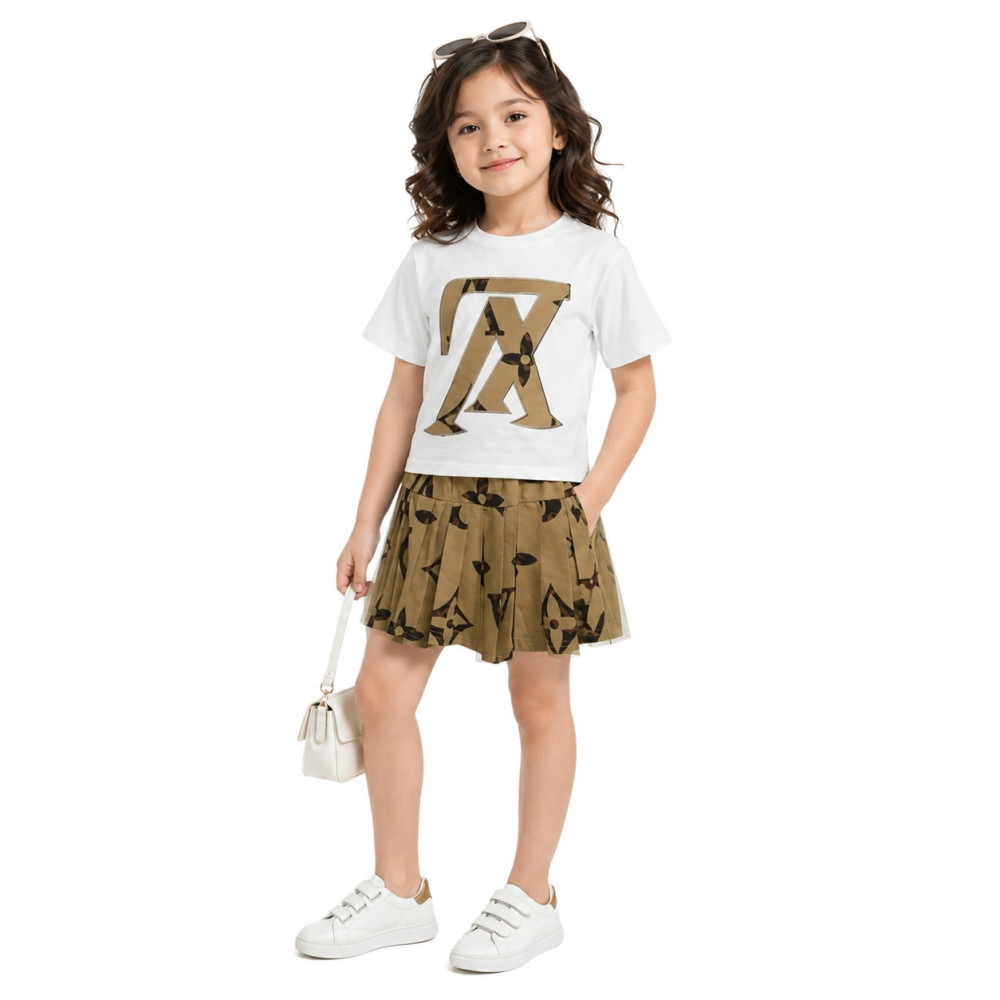 Louis Vuitton White Premium Girls Co-ord Set
