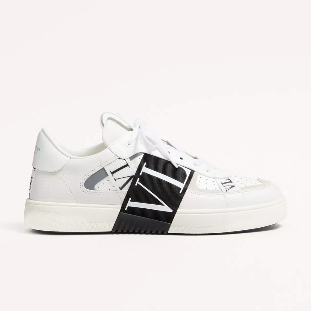 White Valentino Black Premium One-Stud Sneakers