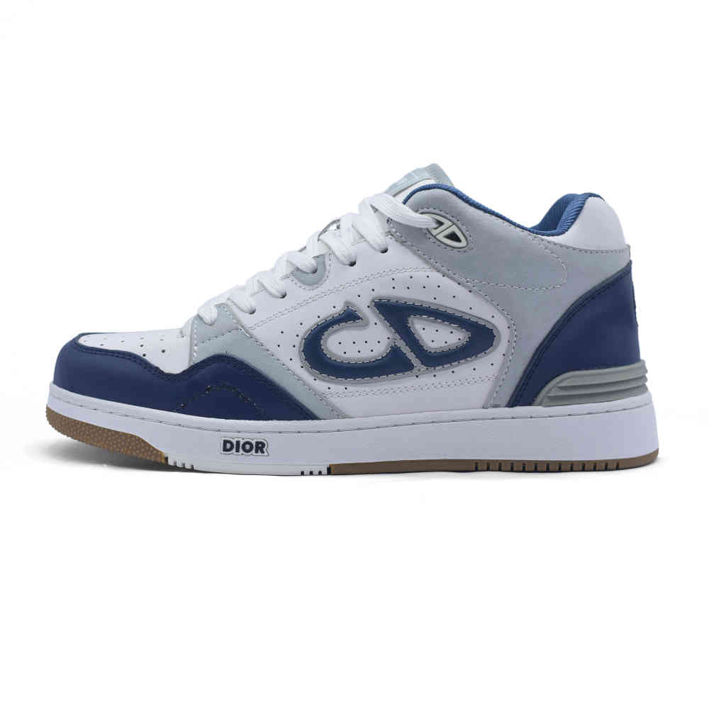White & Navy Blue Dior White & Sky Blue Premium Low-Top Sneaker