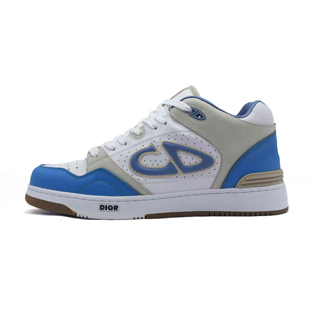Dior White & Sky Blue Premium Low-Top Sneaker