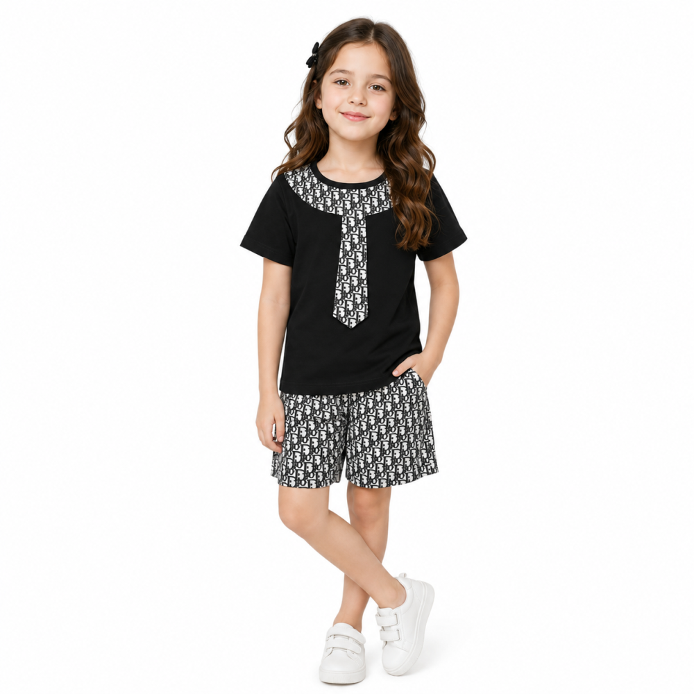 Dior Printed Black Premium Girls Co-ord Set