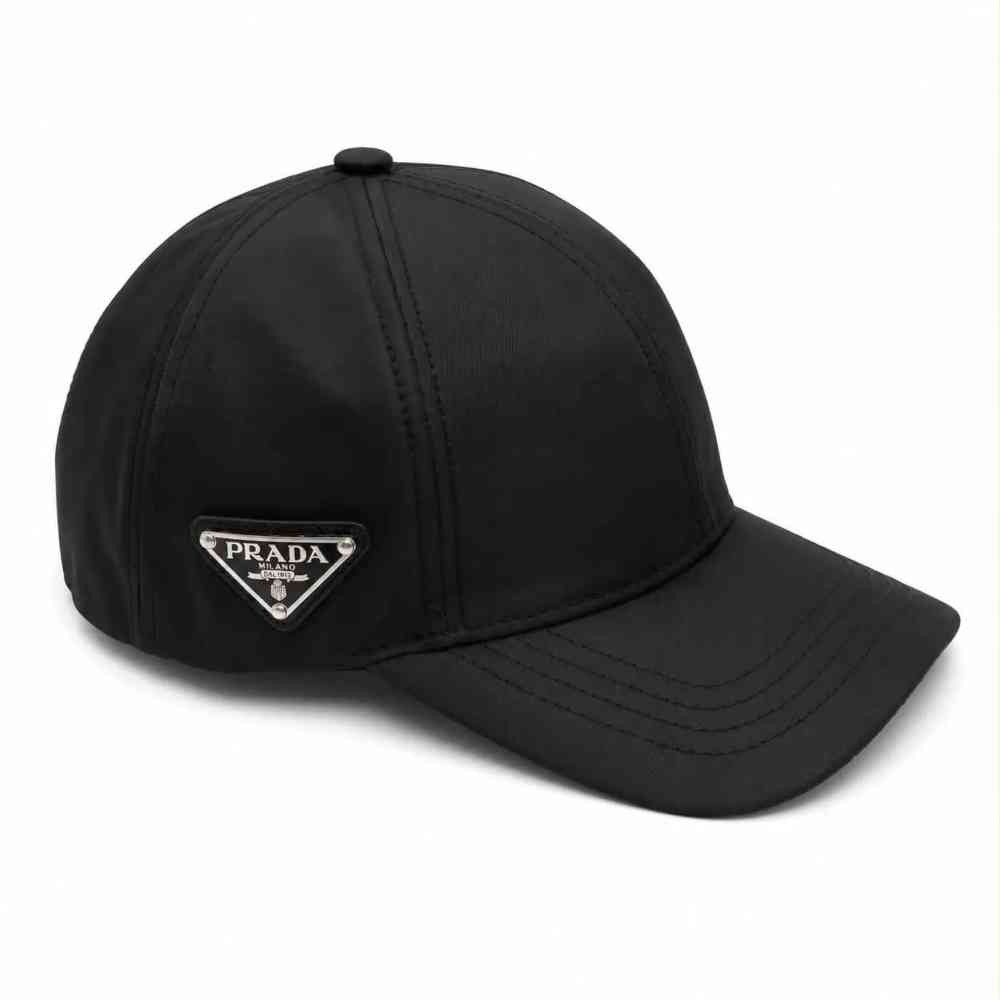 Prada Re-Nylon Triangle Logo Black Baseball Caps