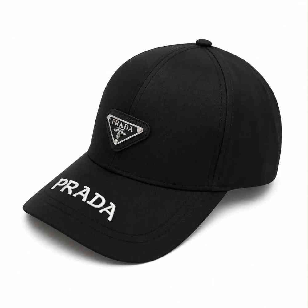 Prada Re-Nylon Triangle Logo Black Baseball Caps