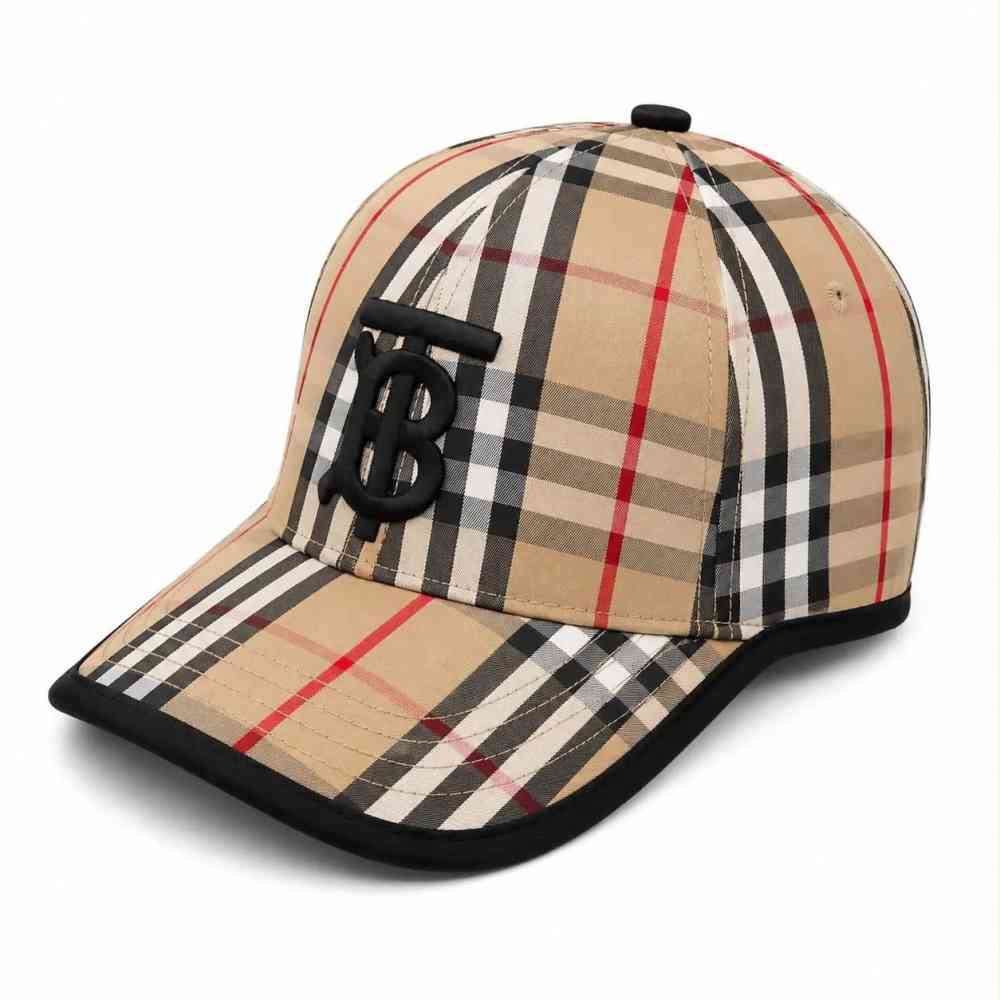 Burberry TB Monogram & Vintage Check Brown Baseball Caps