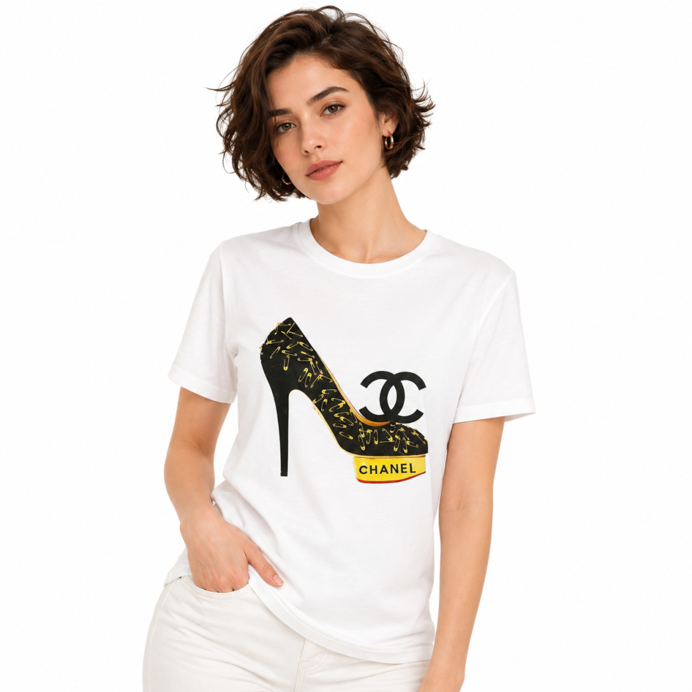 White Chanel Black Premium Quality T-Shirt