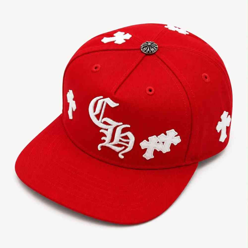 Red Chrome Hearts Cross Patch Green Baseball Cap