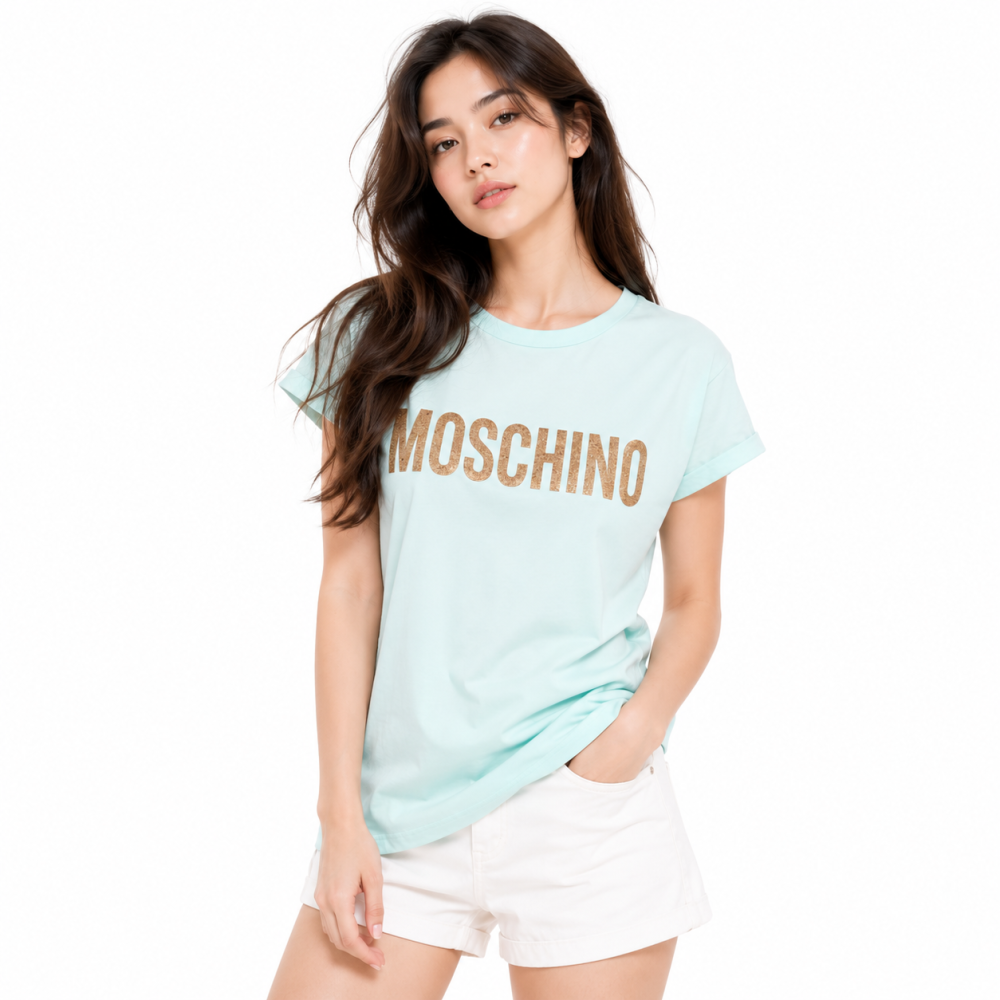 Sky Blue Moschino Blue Premium Quality Women T-shirt