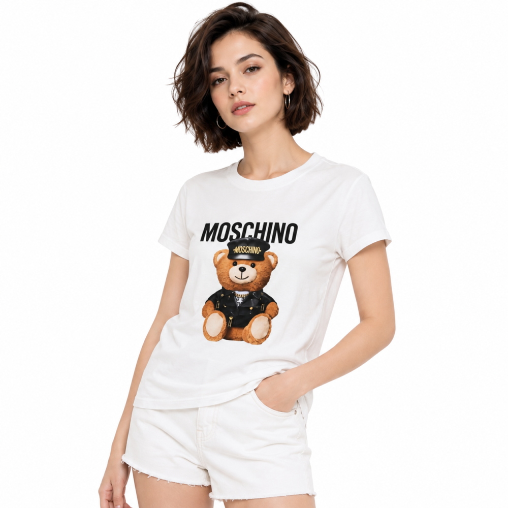 White Moschino Black Premium Quality Women T-shirt