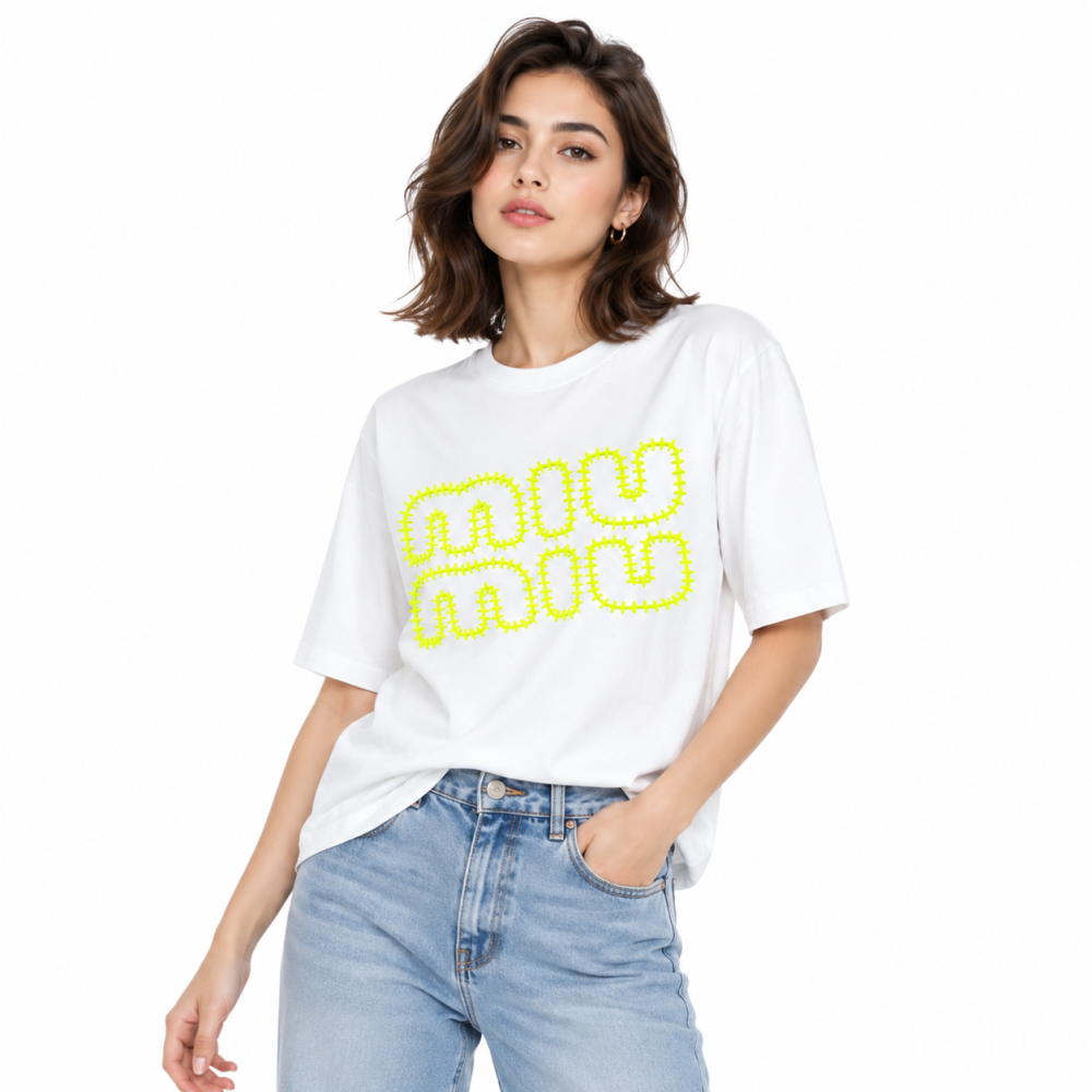 Miu Miu White Premium Collar T-shirt