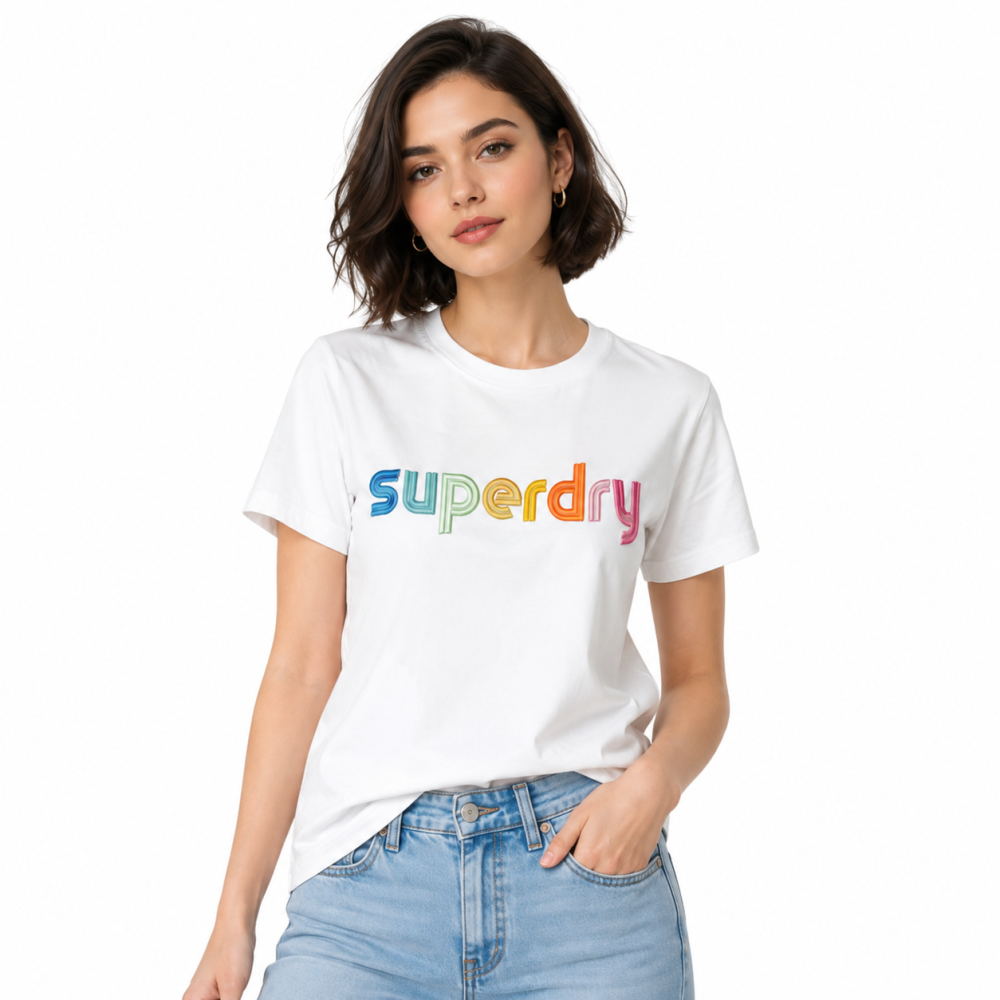 Superdry White Premium Quality Women T-shirt