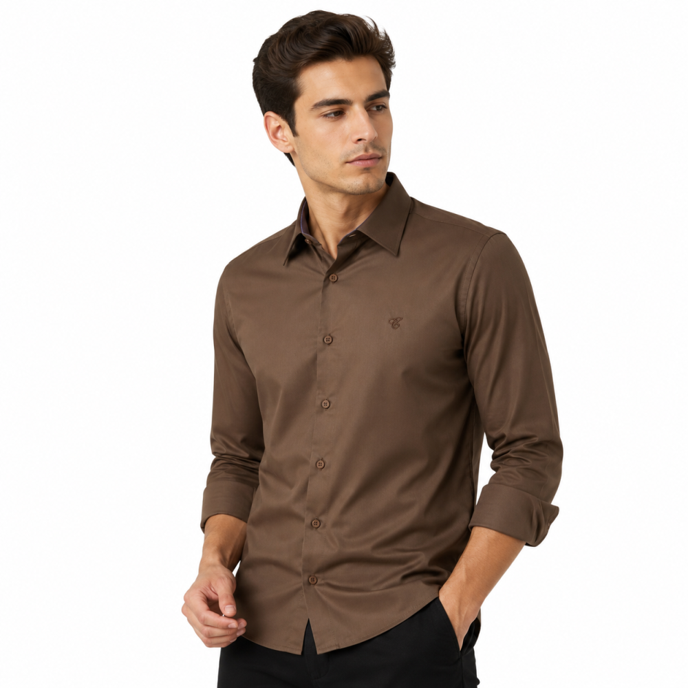 Canali Brown Premium Cotton Shirt