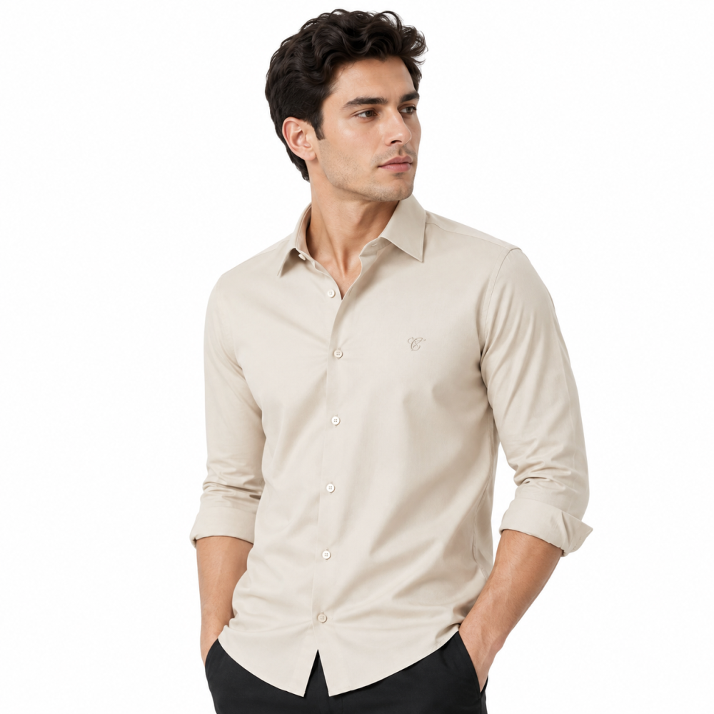 Canali Beige Premium Cotton Shirt