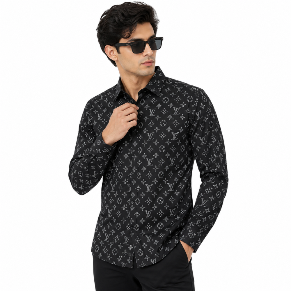 Louis Vuitton Monogram Black Premium Cotton Shirt