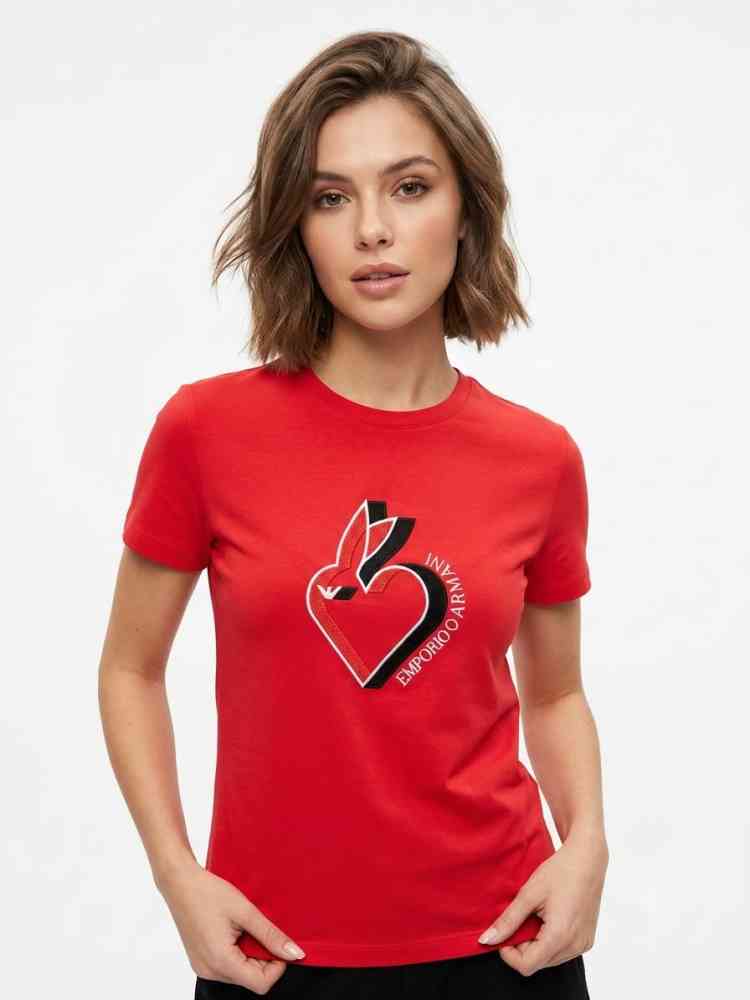 Emporio Armani Red Premium Quality Women T-shirt