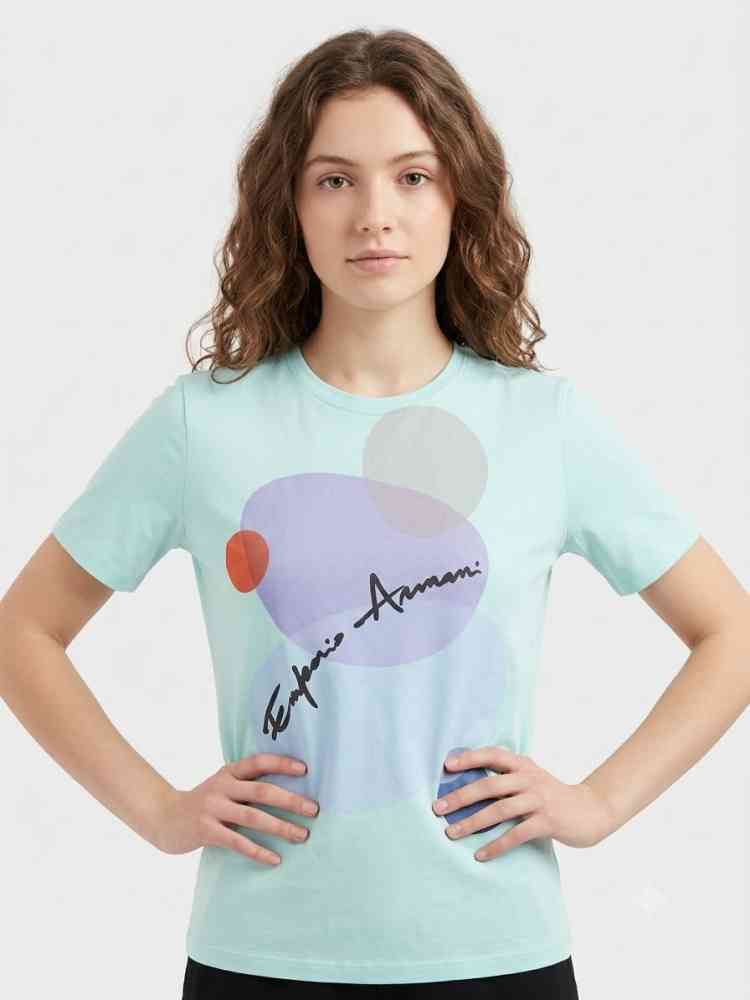 Emporio Armani Sky Blue Premium Quality Women T-shirt