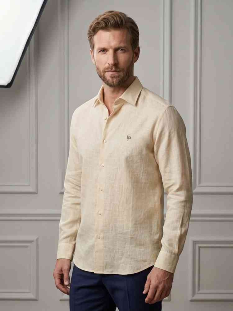 Loro Piana Embroidered Cream Premium Cotton Shirt