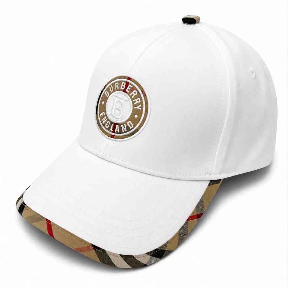White Burberry TB Monogram & Vintage Cream Baseball Caps