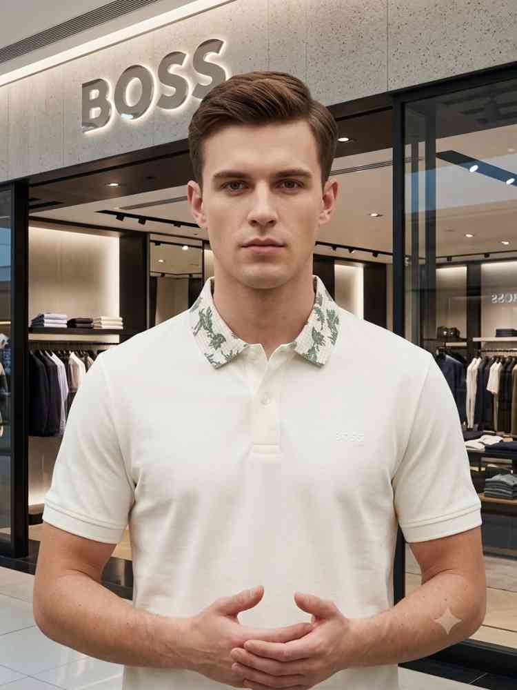 White Hugo Boss Brown Premium Quality Tees