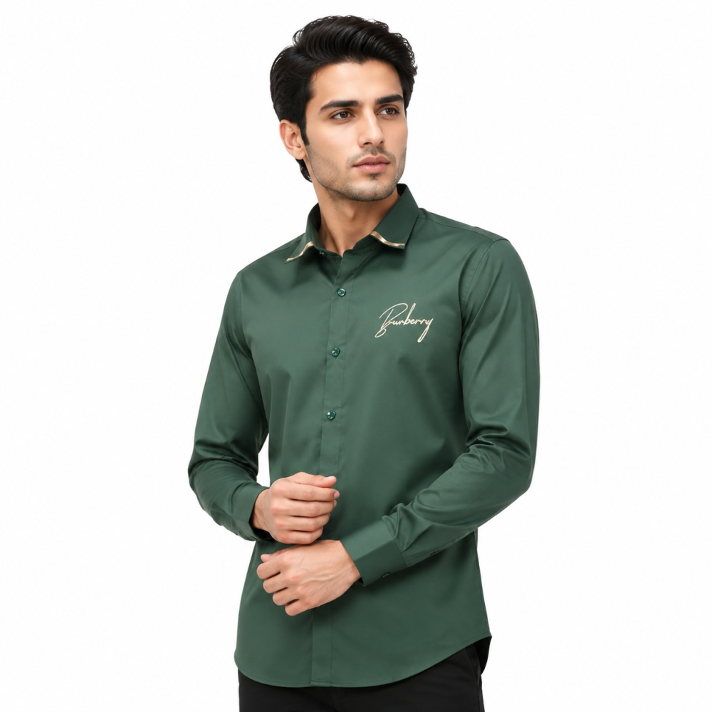 Green Burberry Black & White Premium Quality Shirt