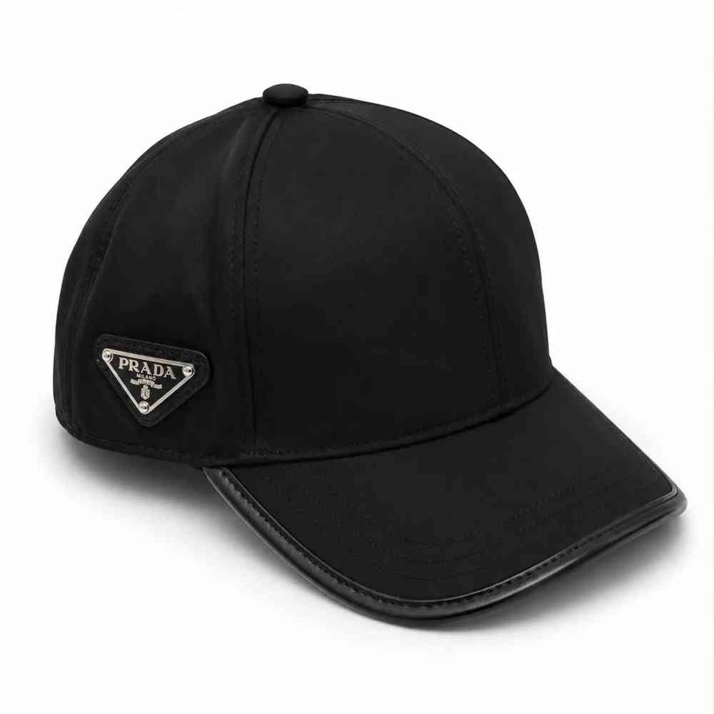 Prada Re-Nylon Triangle Logo Black Baseball Caps