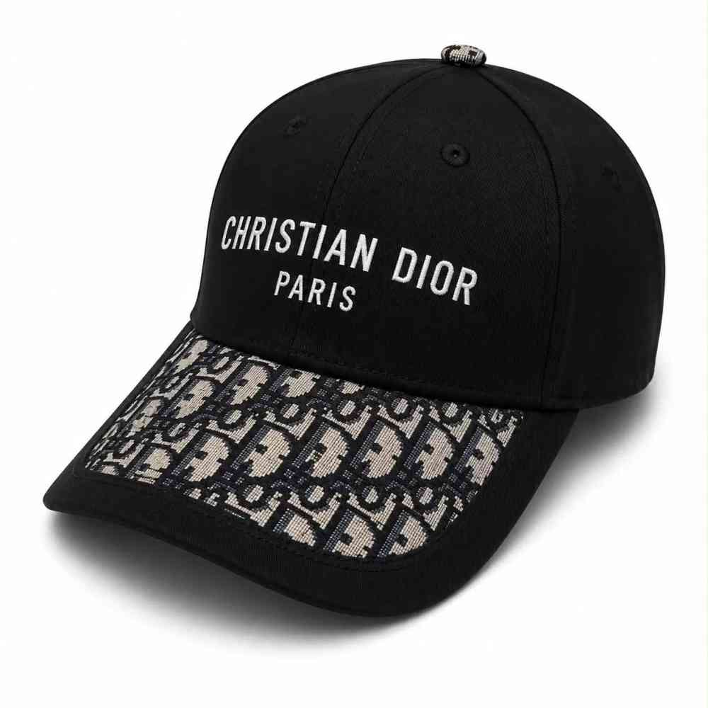 Black Dior White Monogram Baseball Cap