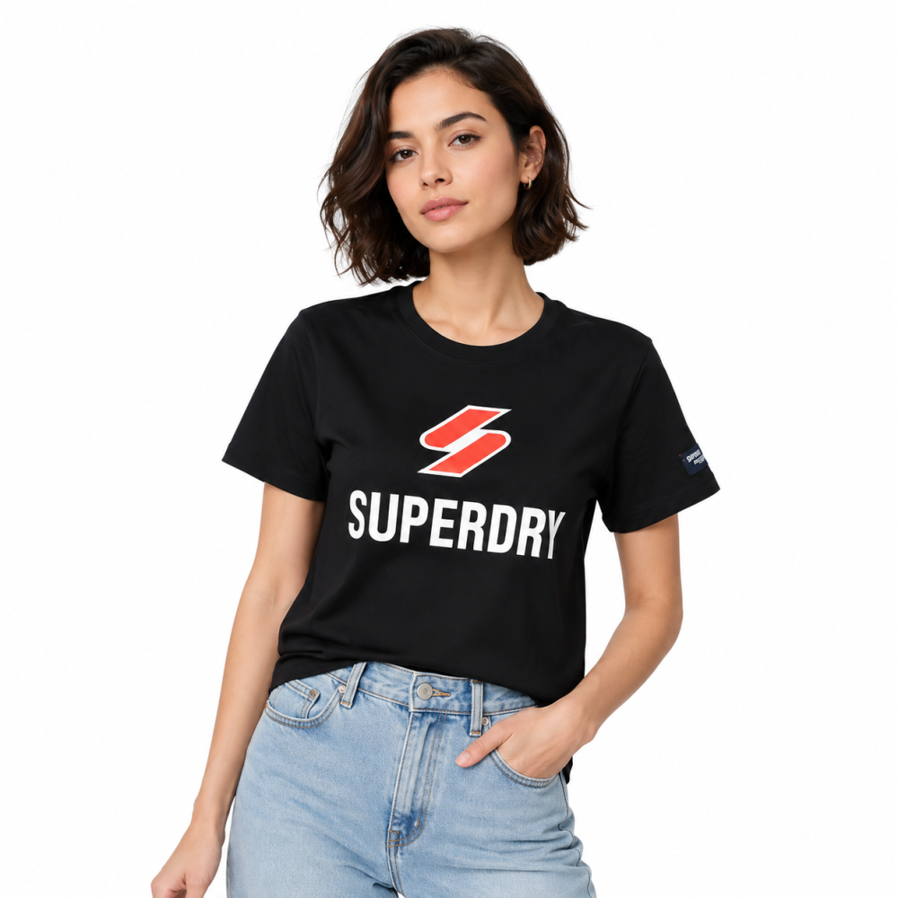Superdry Black Premium Quality Women T-shirt
