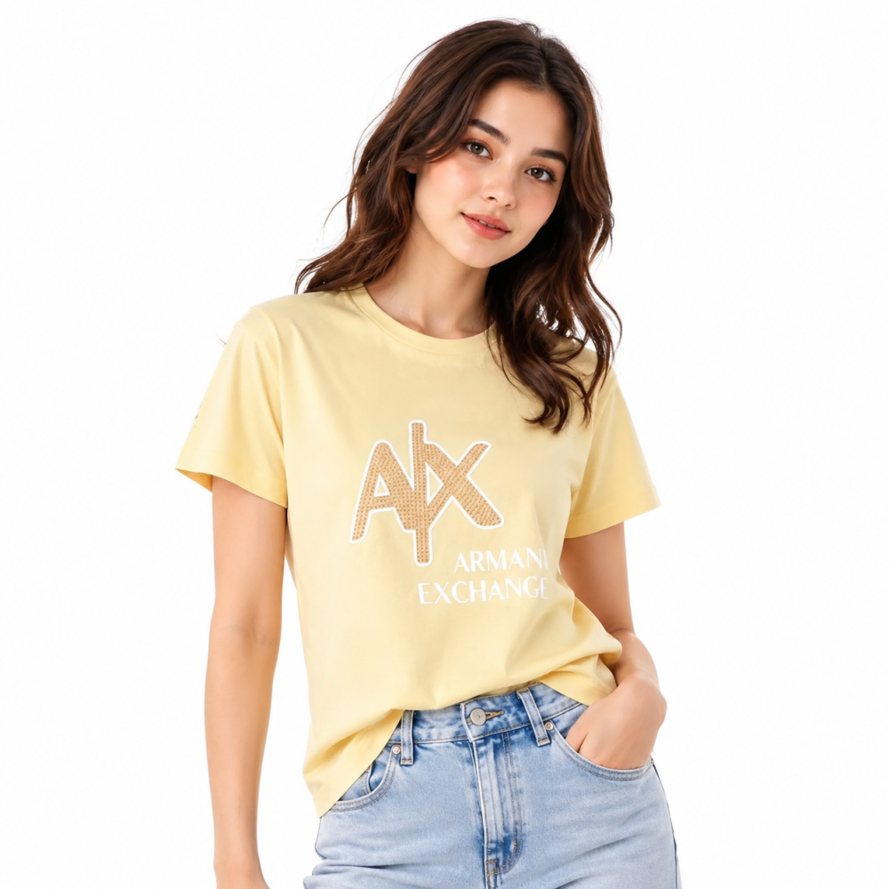 Cream Armani Exchange Black Premium Quality Women T-shirt