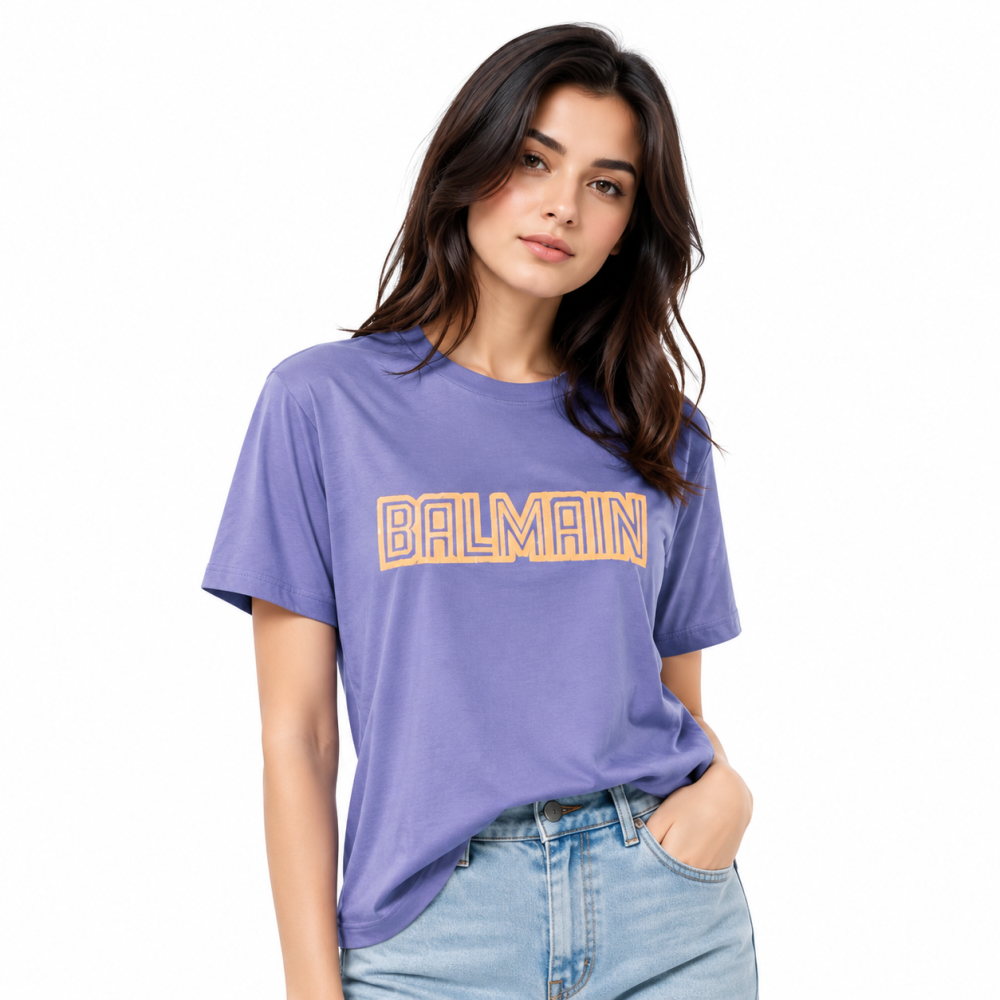 Balmain Purple Premium Quality Women T-shirt