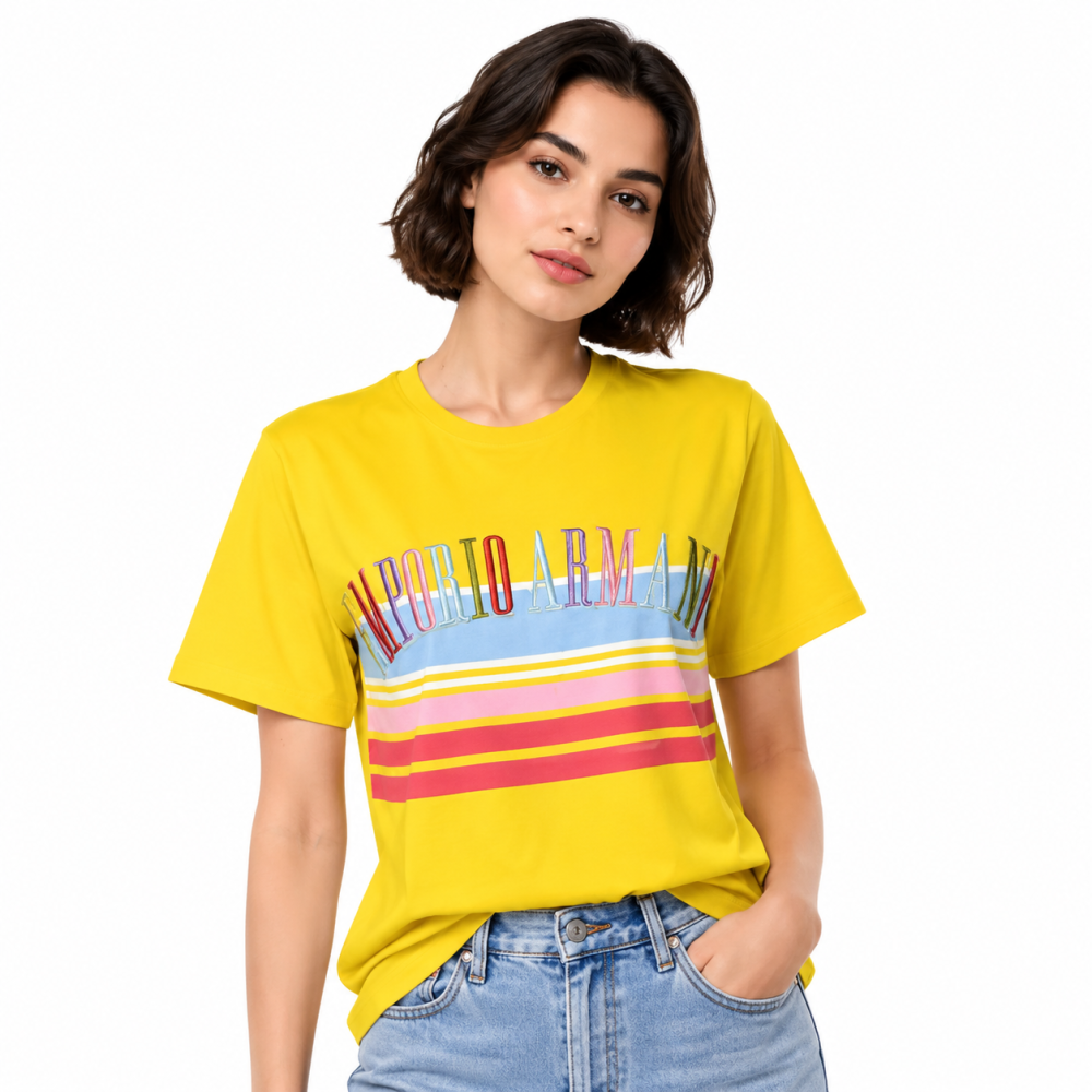 Emporio Armani Yellow Premium Quality Women T-shirt