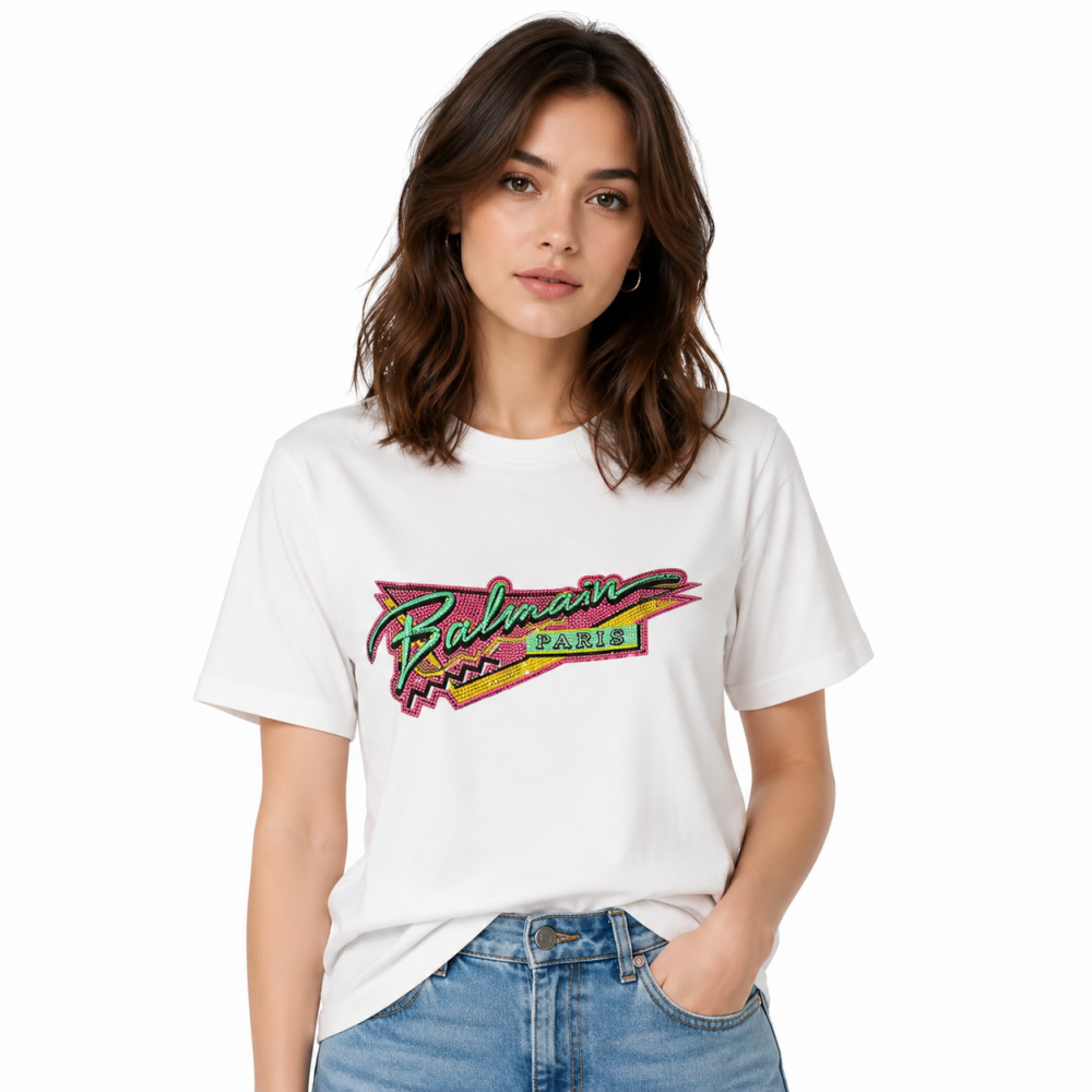 Balmain White Premium Quality Women T-shirt