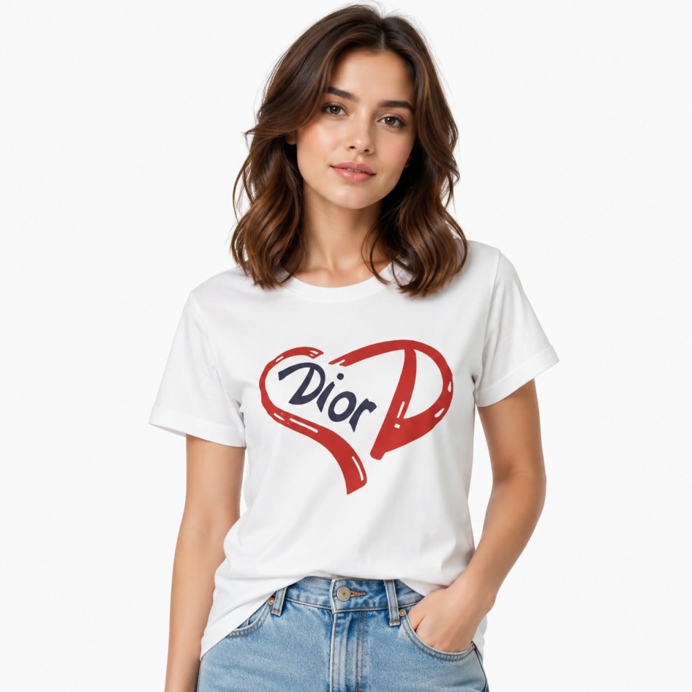 White Dior Black Premium Quality Women T-shirt