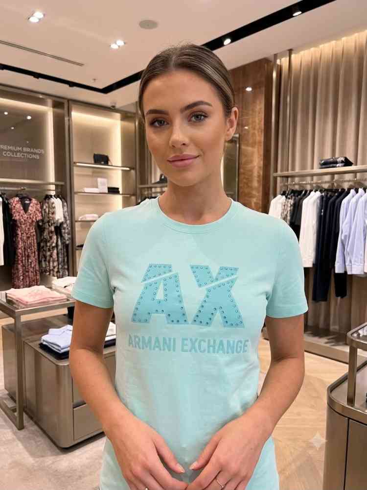 Armani Exchange Sky Blue Premium Quality Women T-shirt
