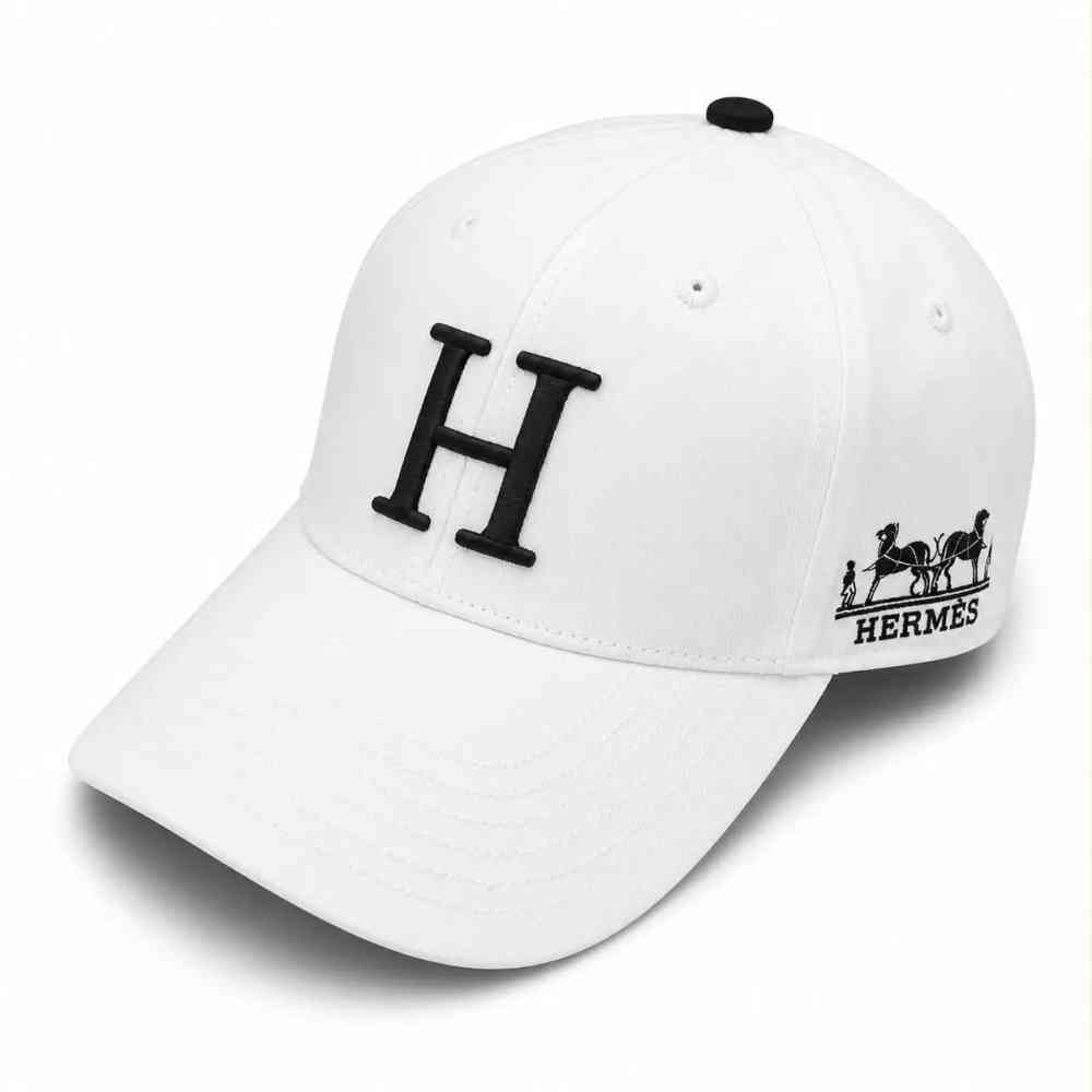 Hermès Logo White Baseball Cap