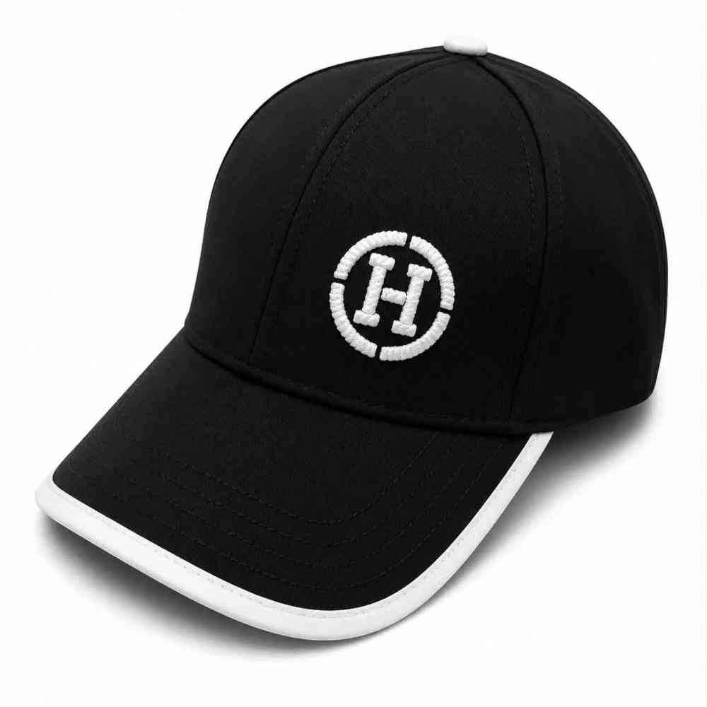 Black Hermès Logo Brown Baseball Cap