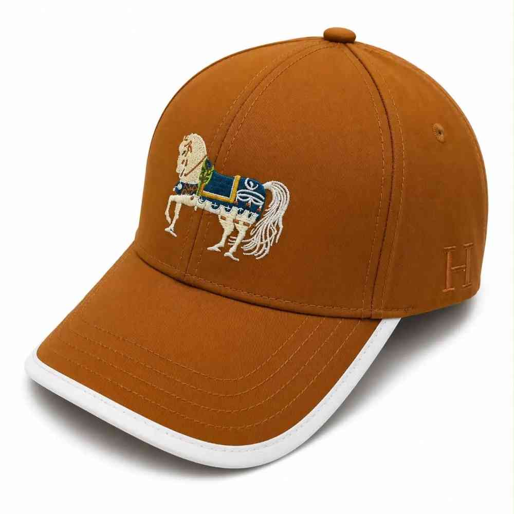 Hermès Logo Brown Baseball Cap