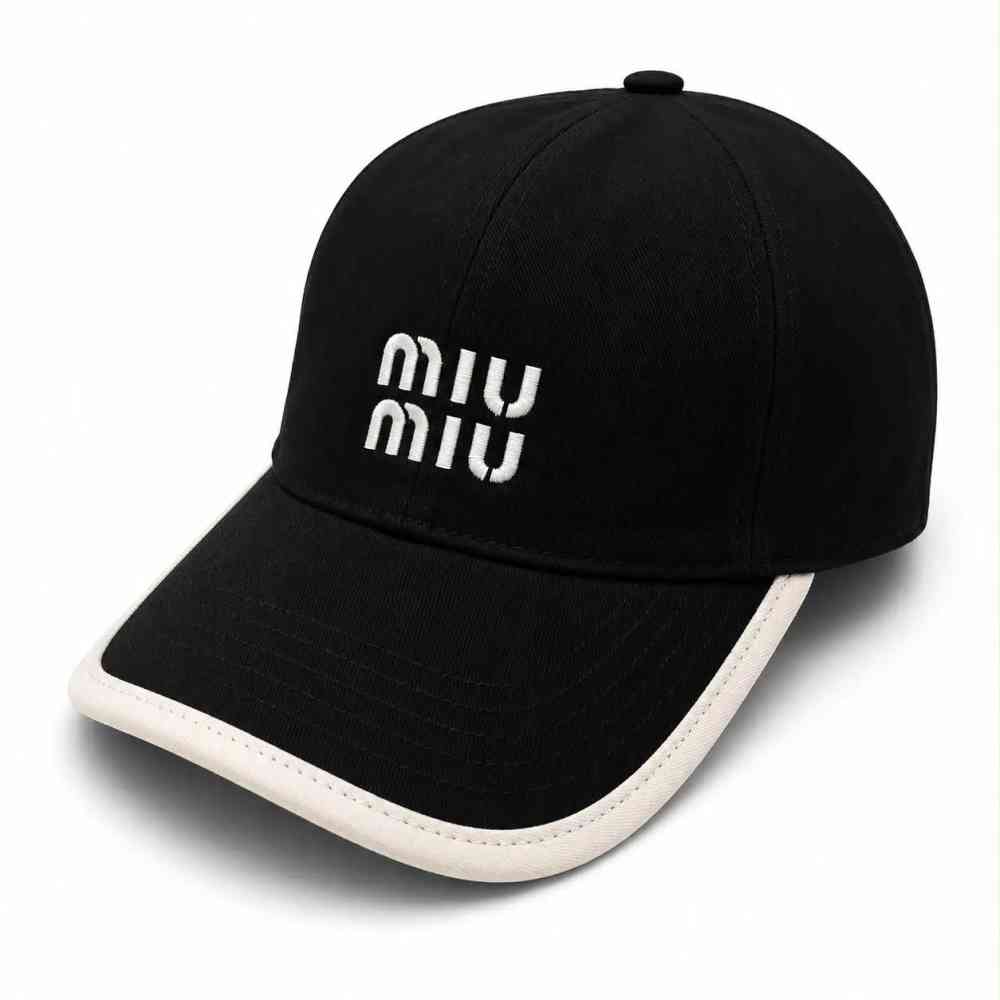 Black Miu Miu Logo White Baseball Premium Quality Cap