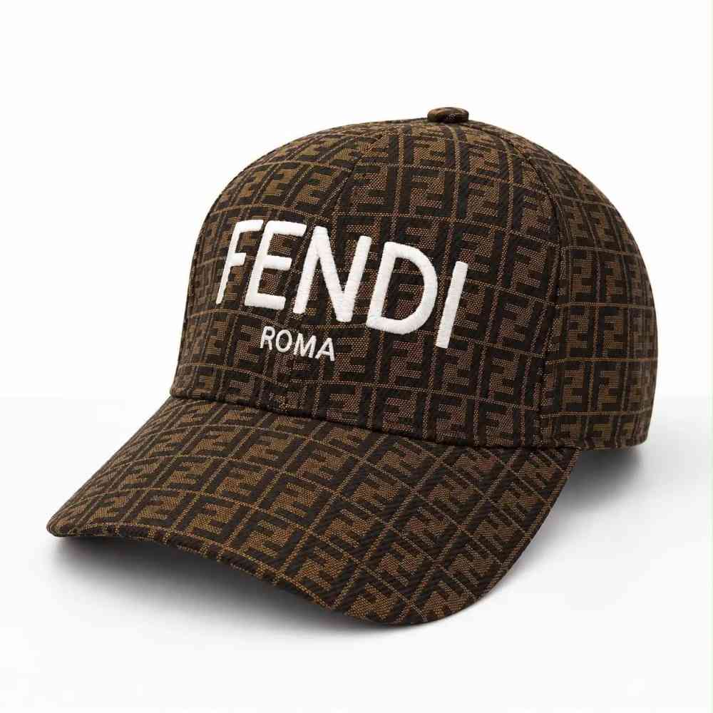 Brown Fendi Roma "Bag Bugs" Black Baseball Cap